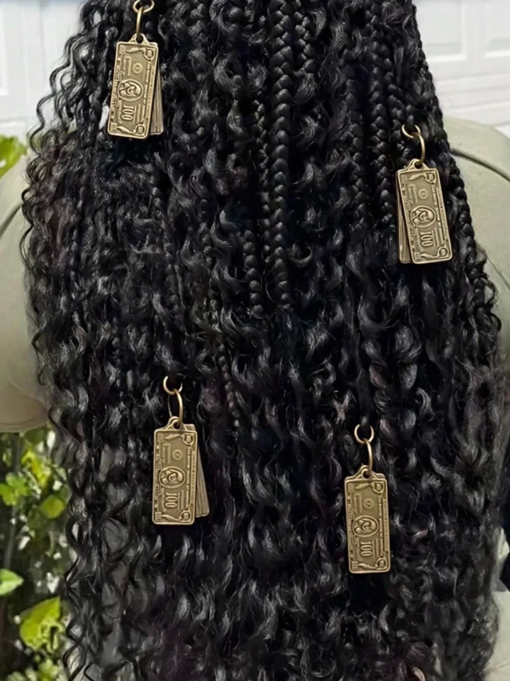 Lux Curly Crochet Braids with Gold Charm Accents - Black & Gold